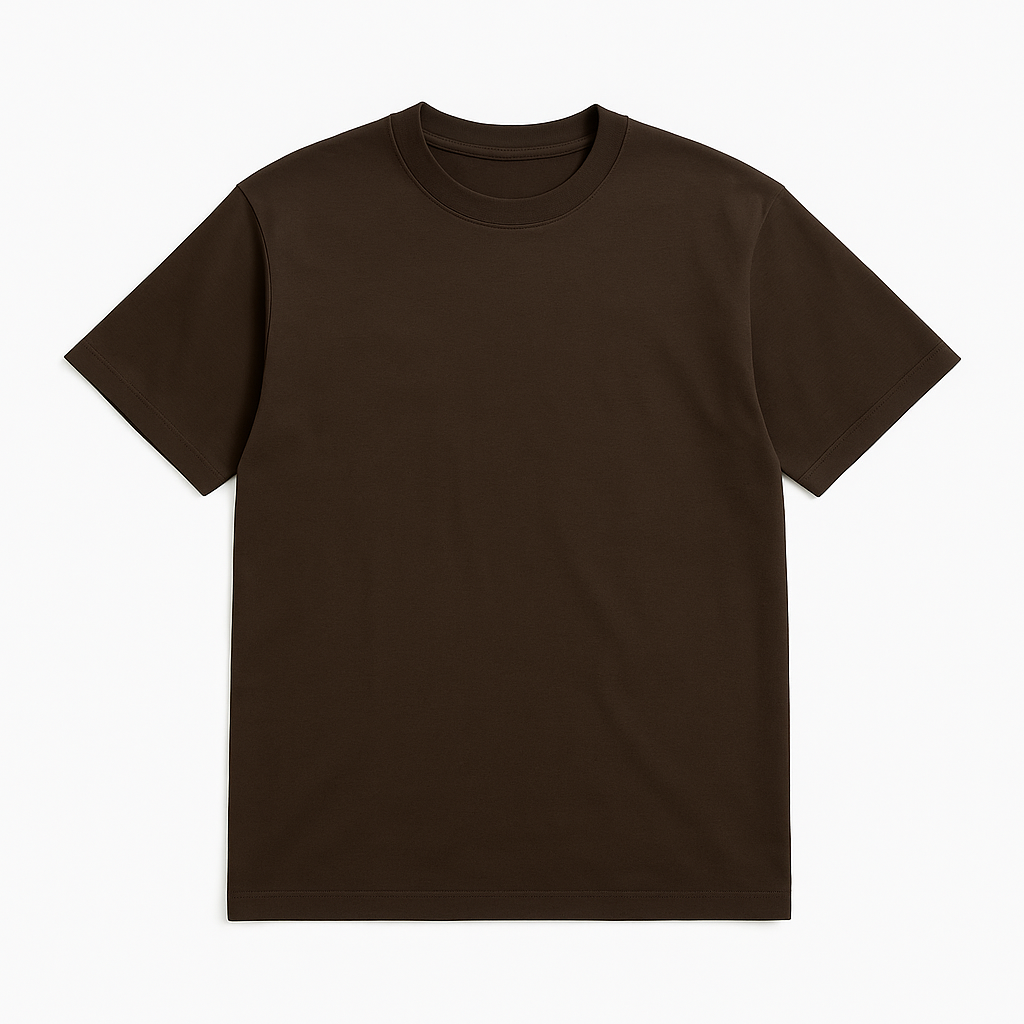 Boxy Fit Crew Neck T-Shirt Brown